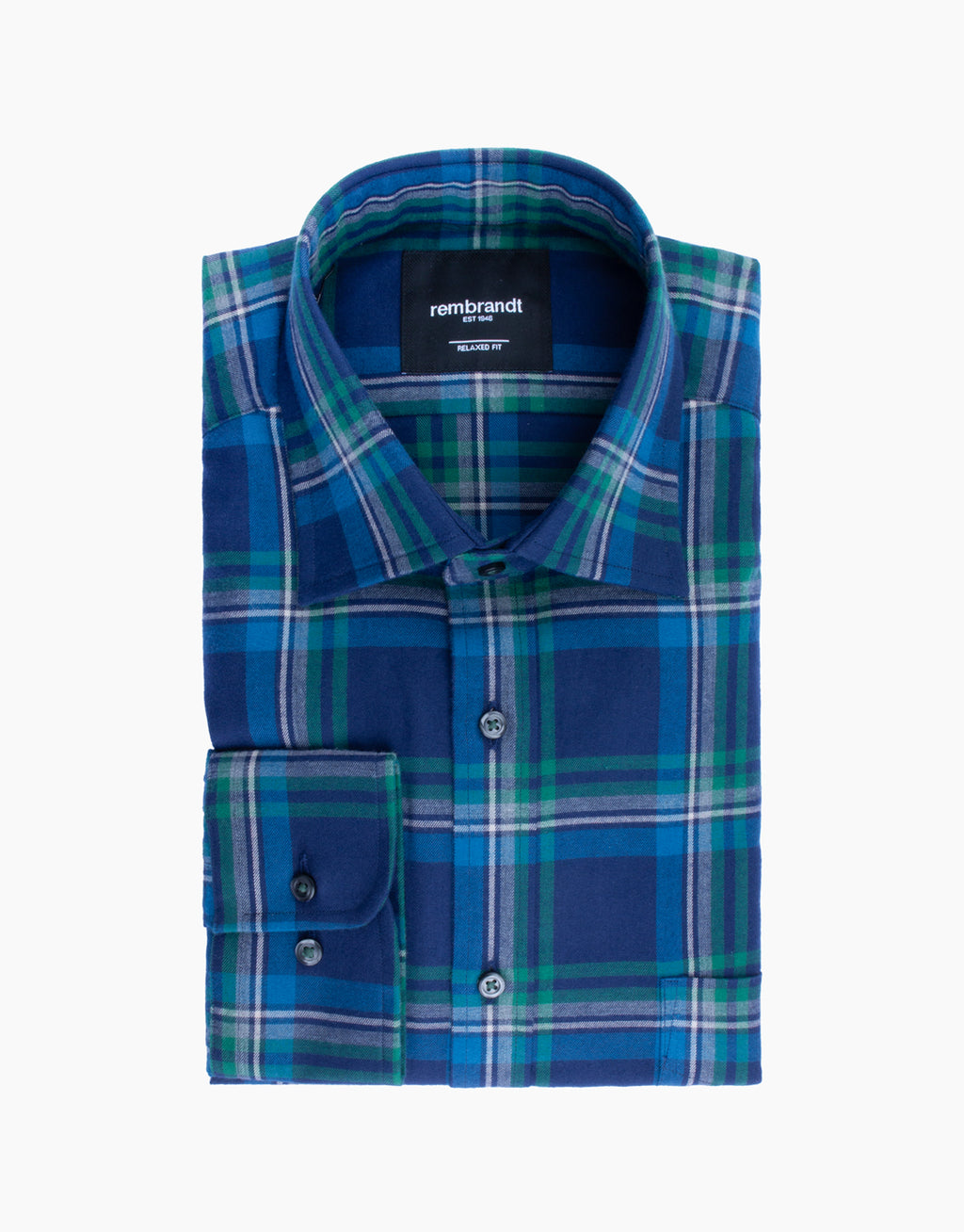 Sinatra Blue & Green Plaid Flannel Shirt
