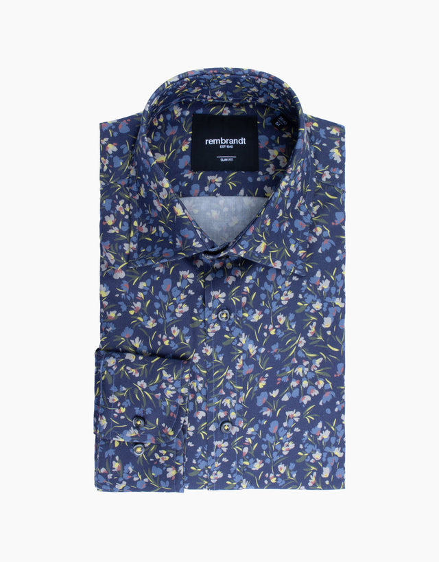 Sinatra Ink Blue Floral Print Shirt