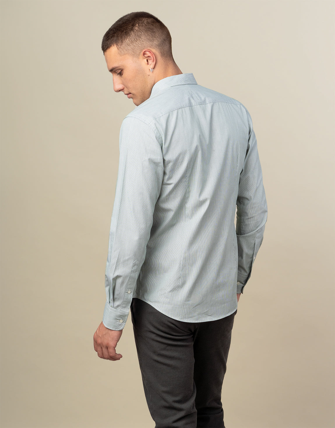 Ohope Green Micro-Stripe Shirt