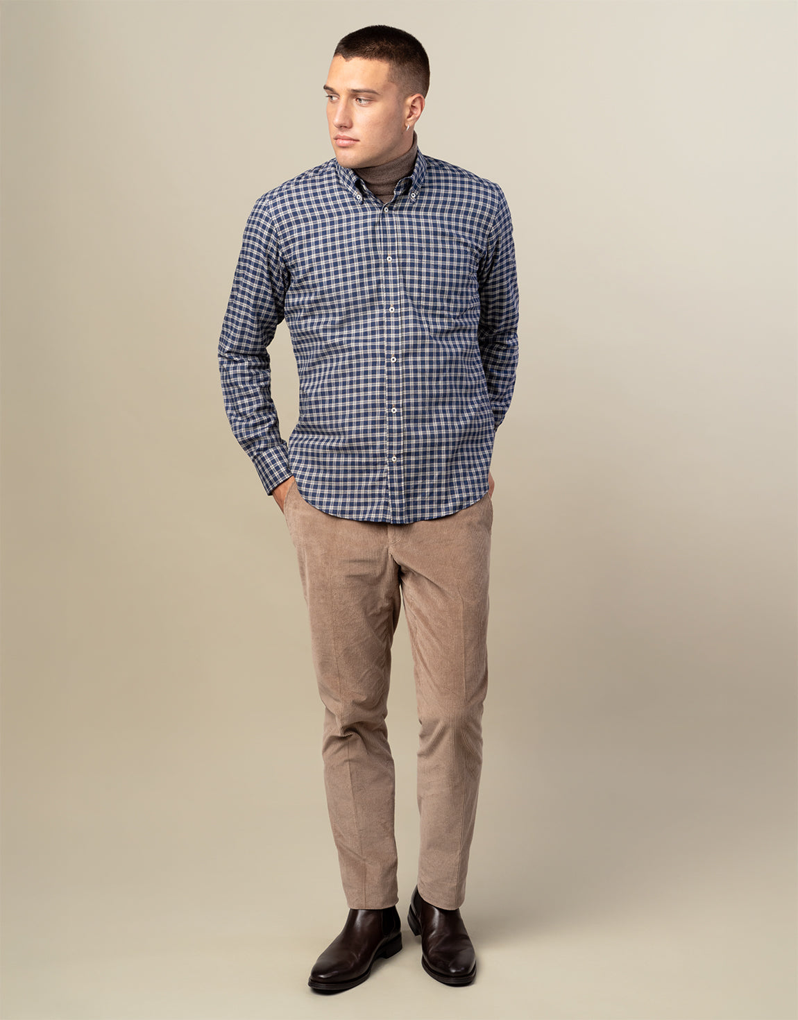 Gambino Beige Stretch Corduroy Trouser