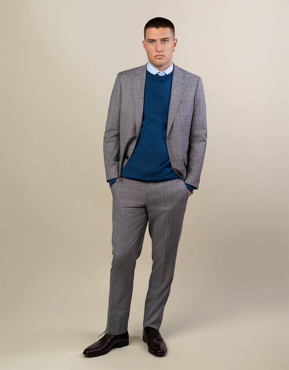 Cooper Grey & Blue Glen Check Suit