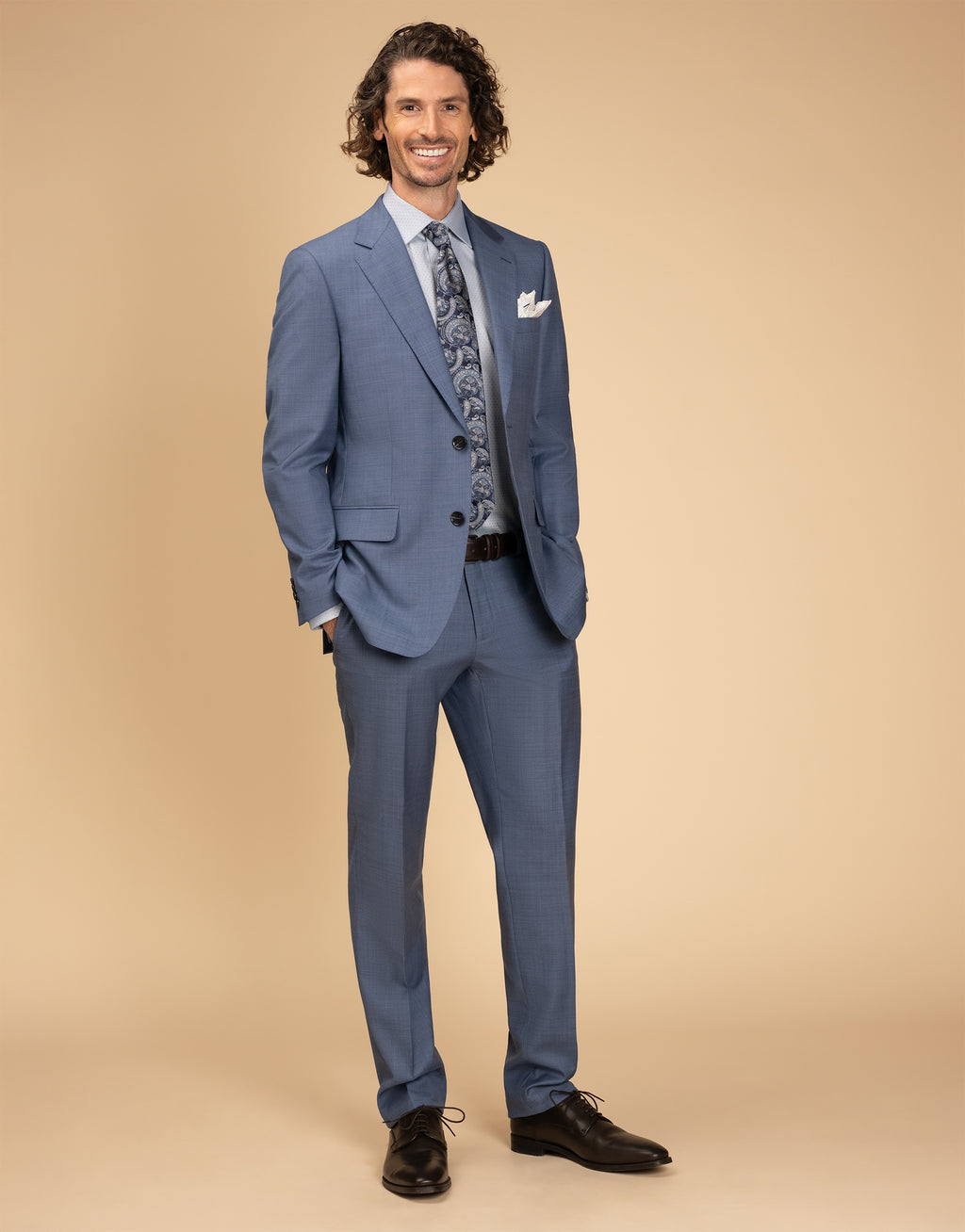 Lotus Pale Blue Sharkskin Suit Trouser