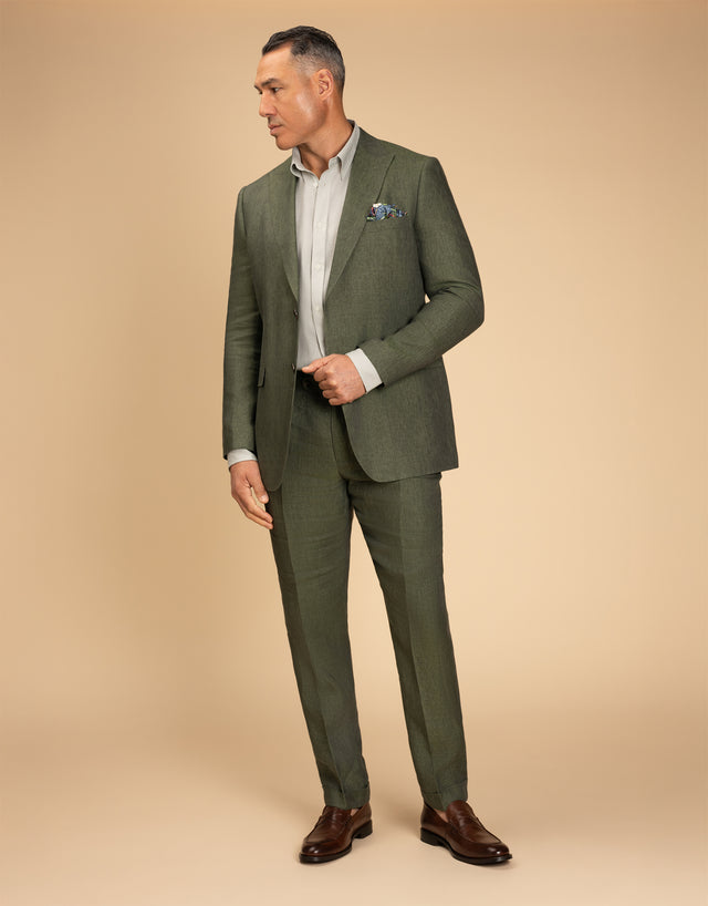 Lyon Olive Green Linen Suit