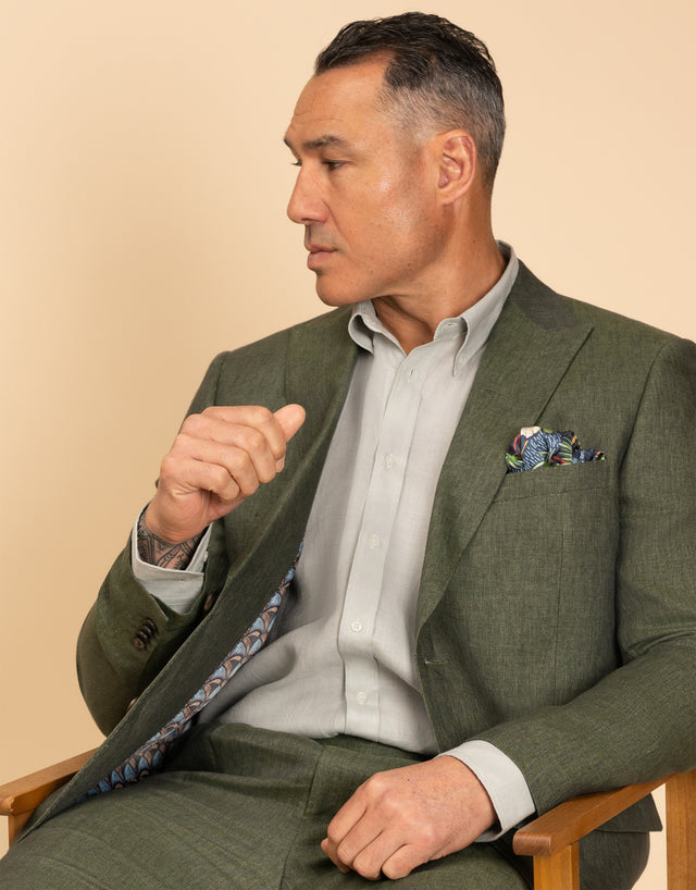 Lyon Olive Green Linen Suit