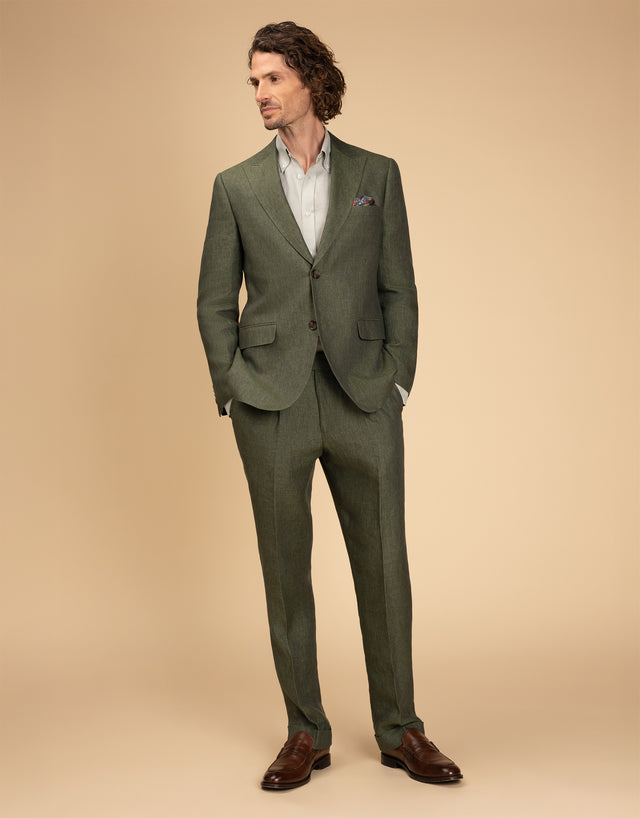 Lyon Olive Green Linen Suit