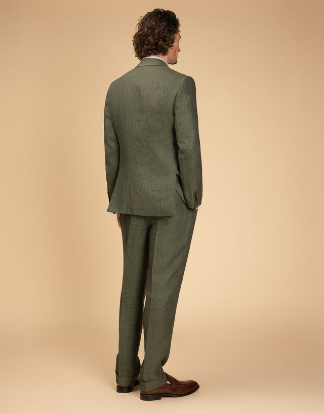 Lyon Olive Green Linen Suit