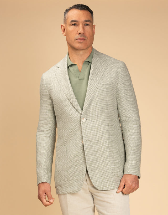 Malta Pistachio Green Houndstooth Blazer