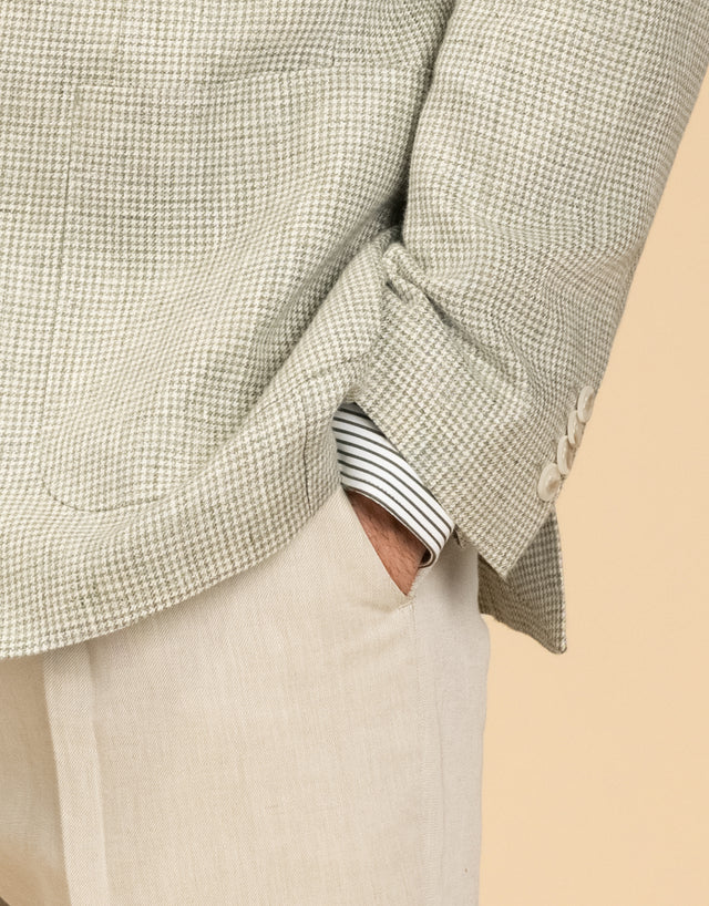 Malta Pistachio Green Houndstooth Blazer