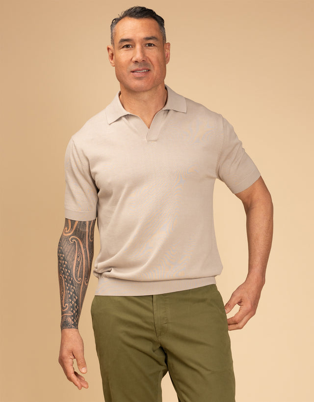 Amalfi Beige Knitted Polo