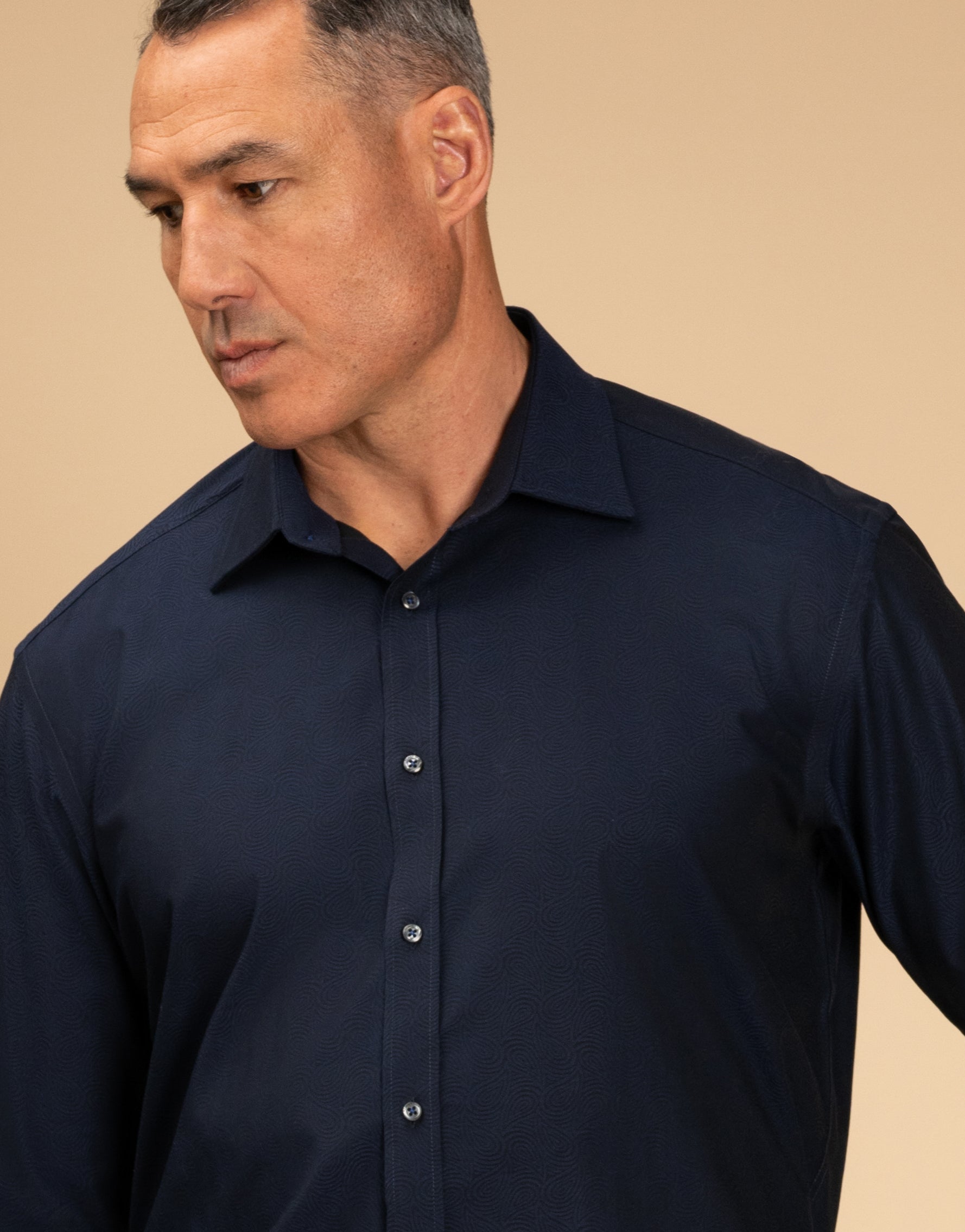 Barbican Navy Jaquard Shirt