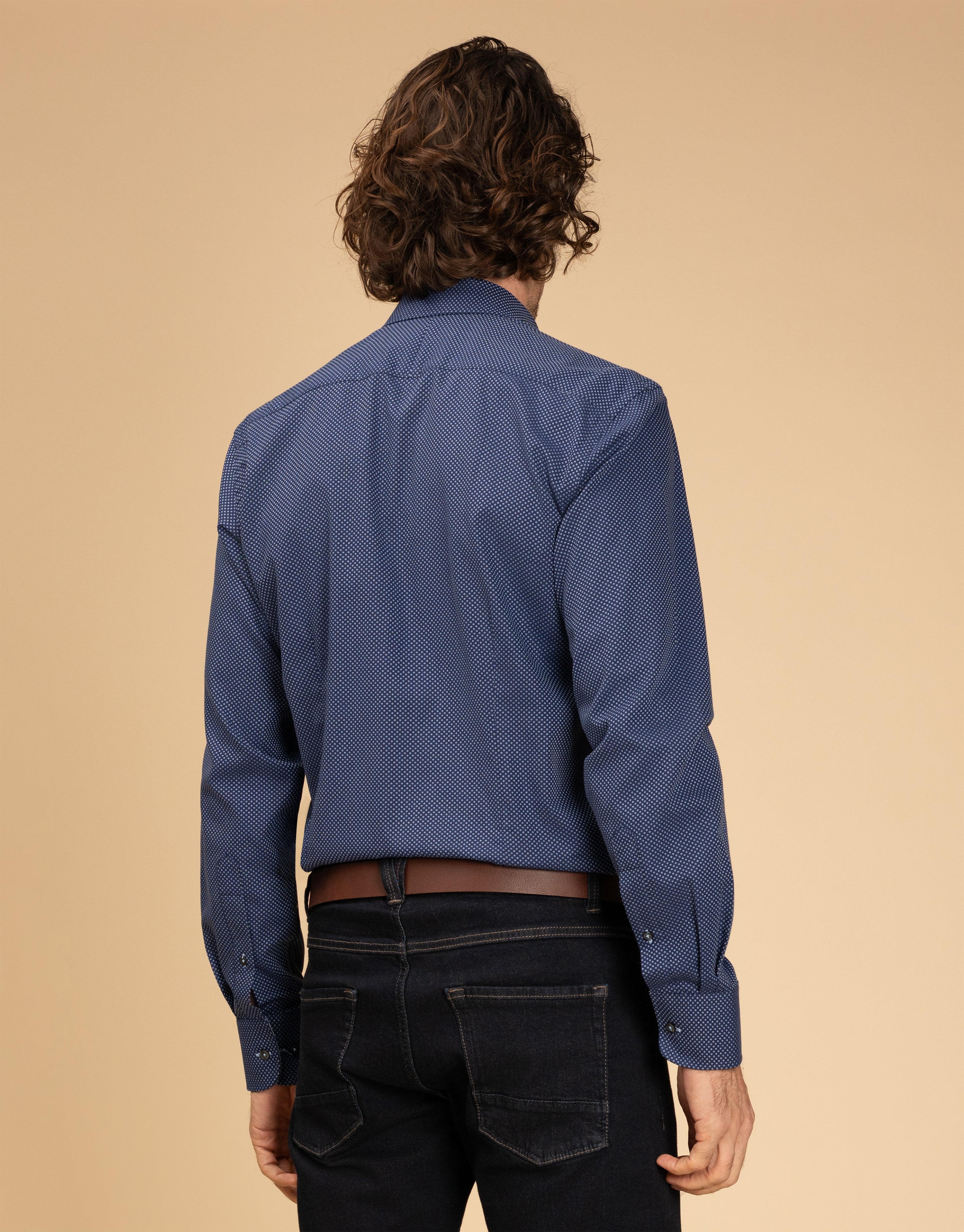 Barbican Navy Blue Spot Shirt