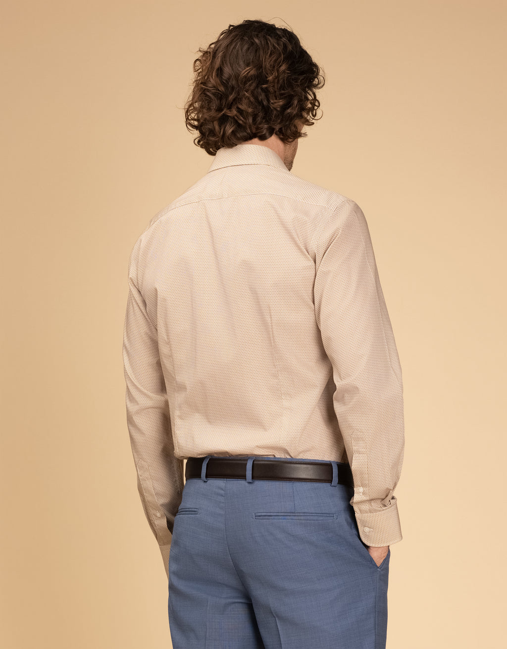 London Brown & Blue Micro-design Print Shirt