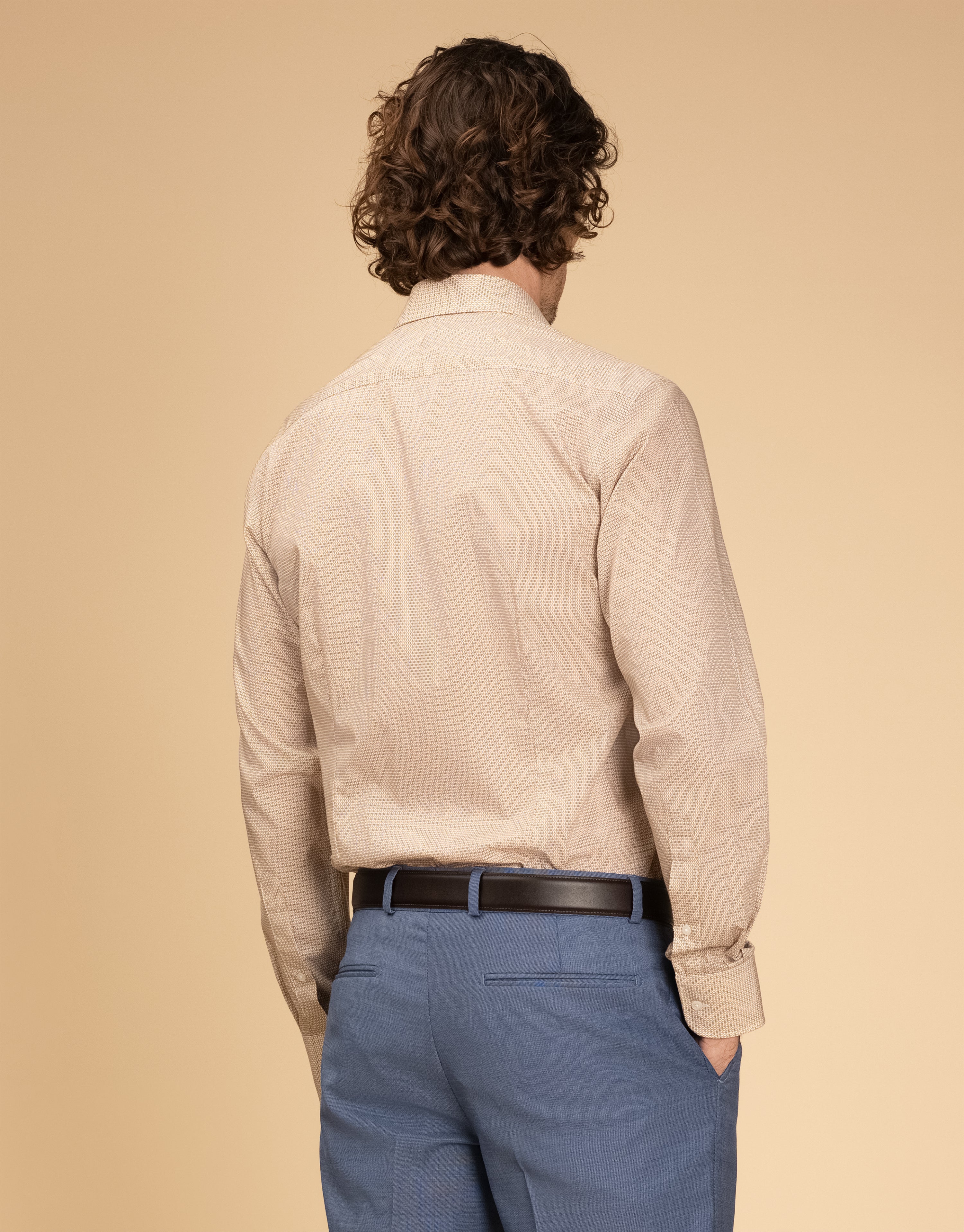 London Brown & Blue Micro-design Print Shirt