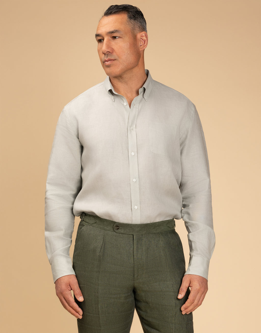 Ohope Pale Green Irish Linen Shirt