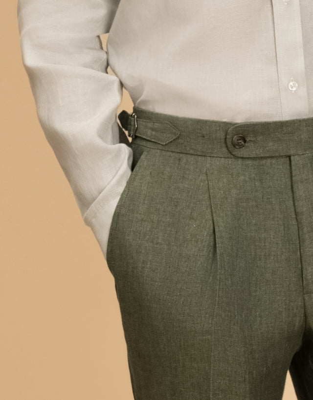 Lyon Olive Green Linen Suit