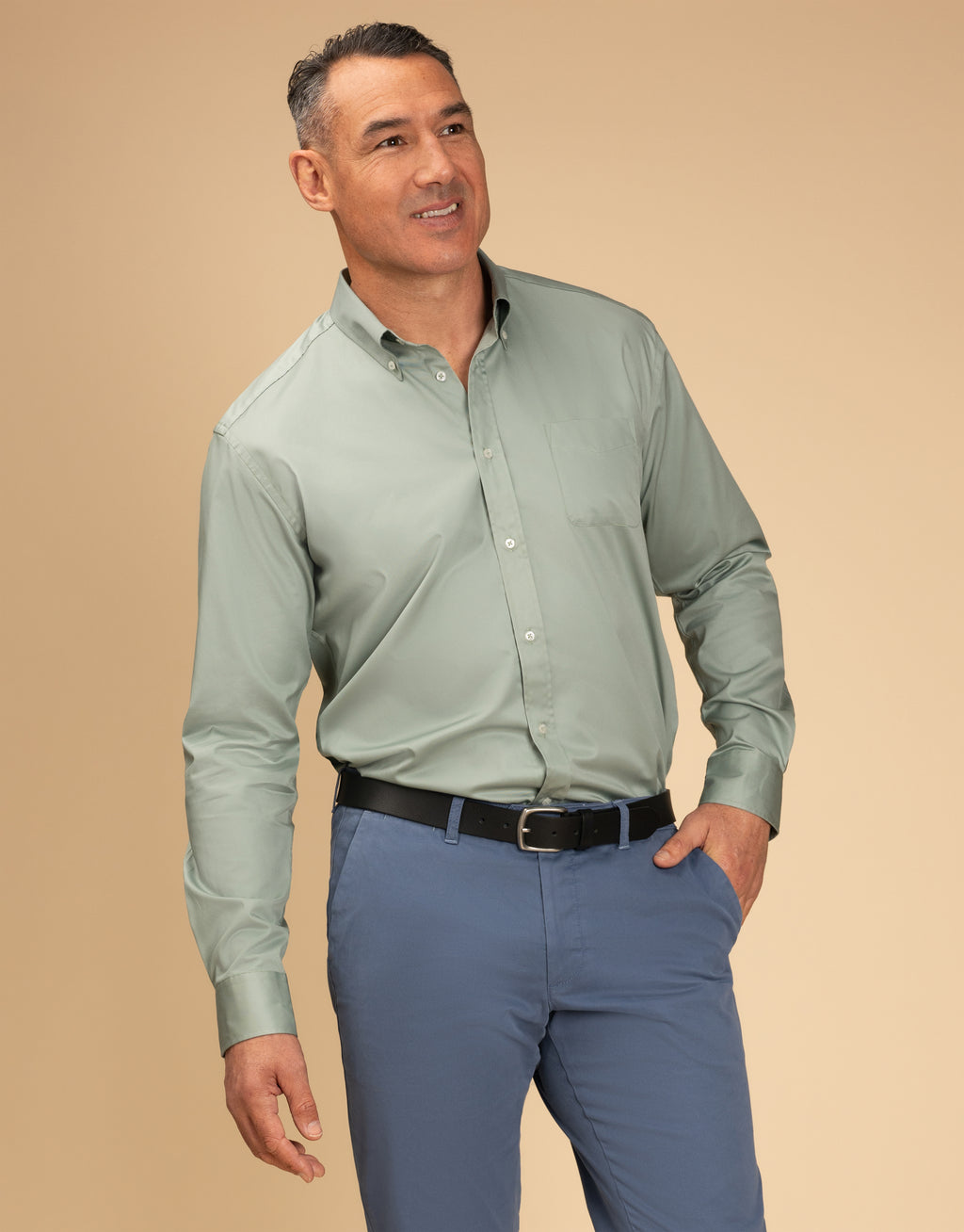 Ohope Sage Green Twill Shirt