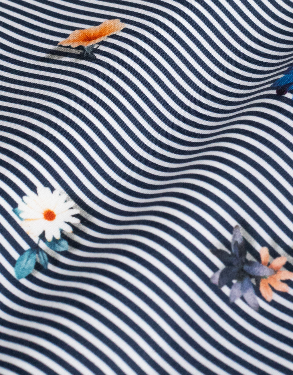 London Navy Floral Stripe Print Shirt