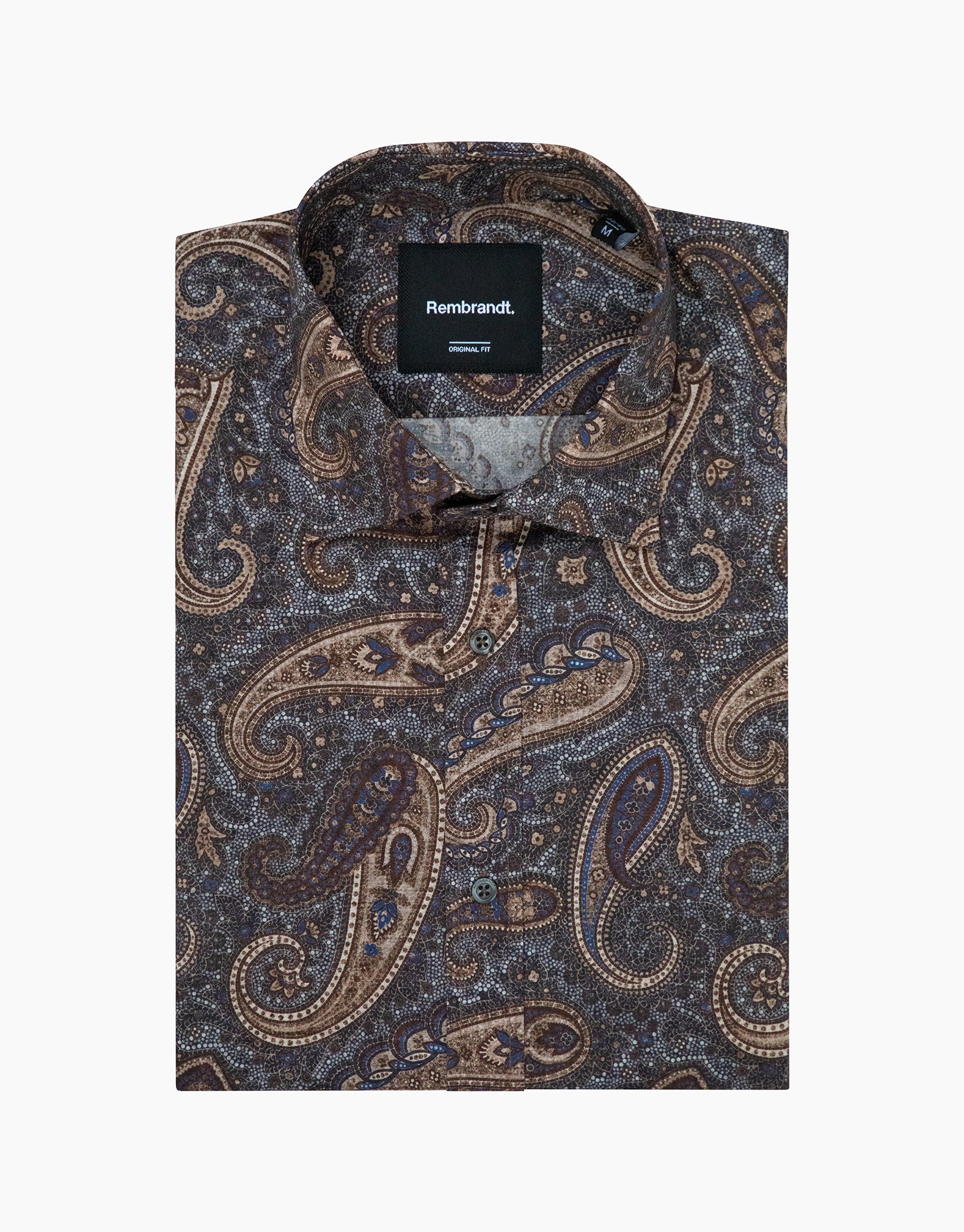 London Navy & Brown Paisley Print Shirt