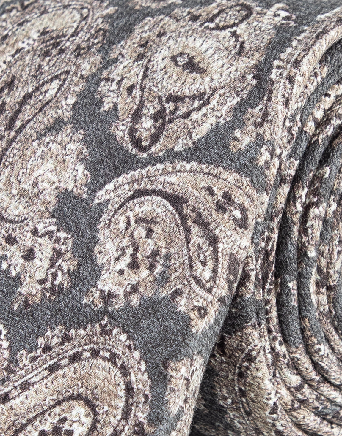 Charcoal & Brown Paisley Silk Tie