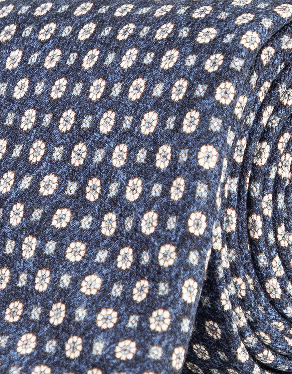 Blue & White Geometric Silk Tie