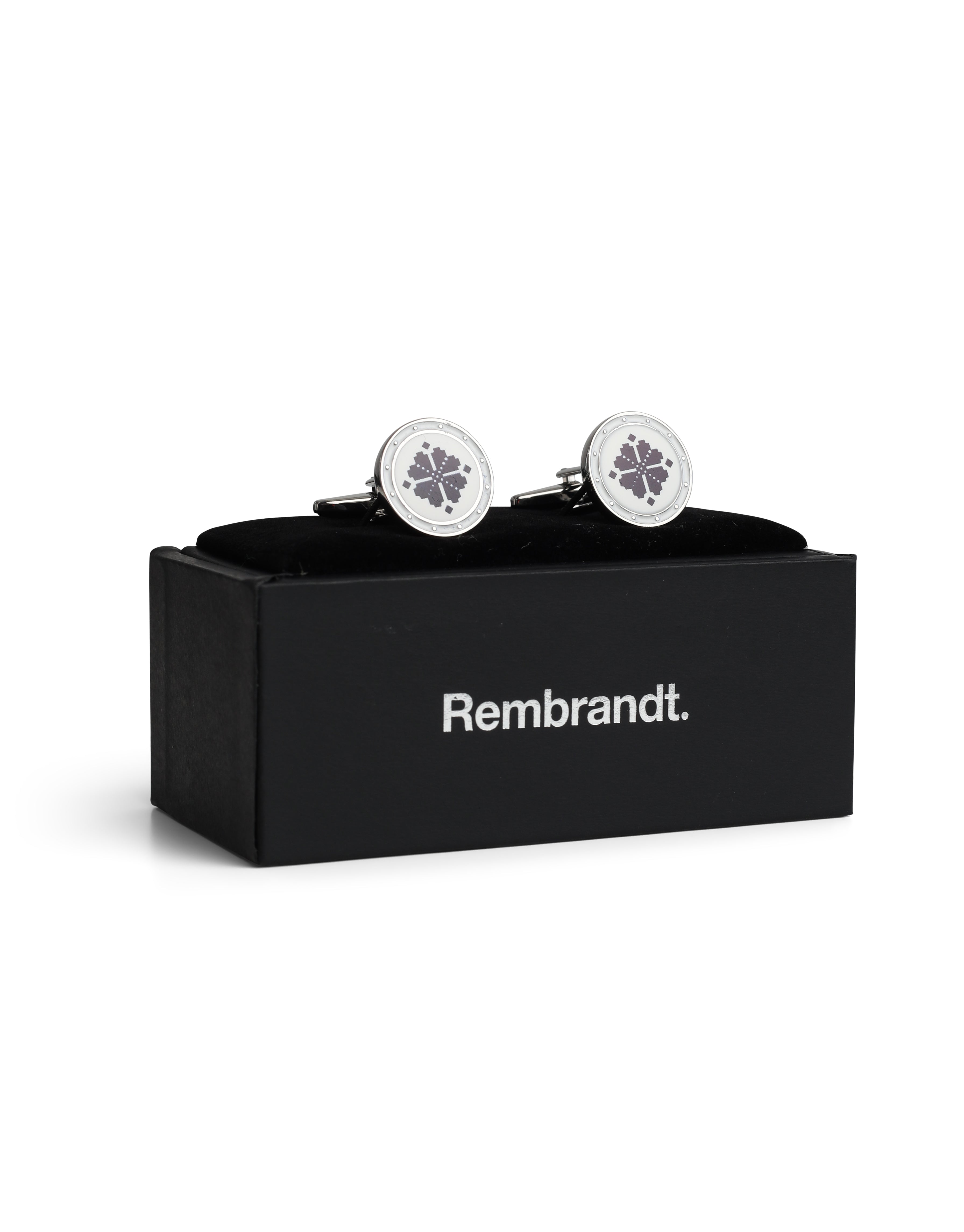 White & Black Mosaic Design Cufflink