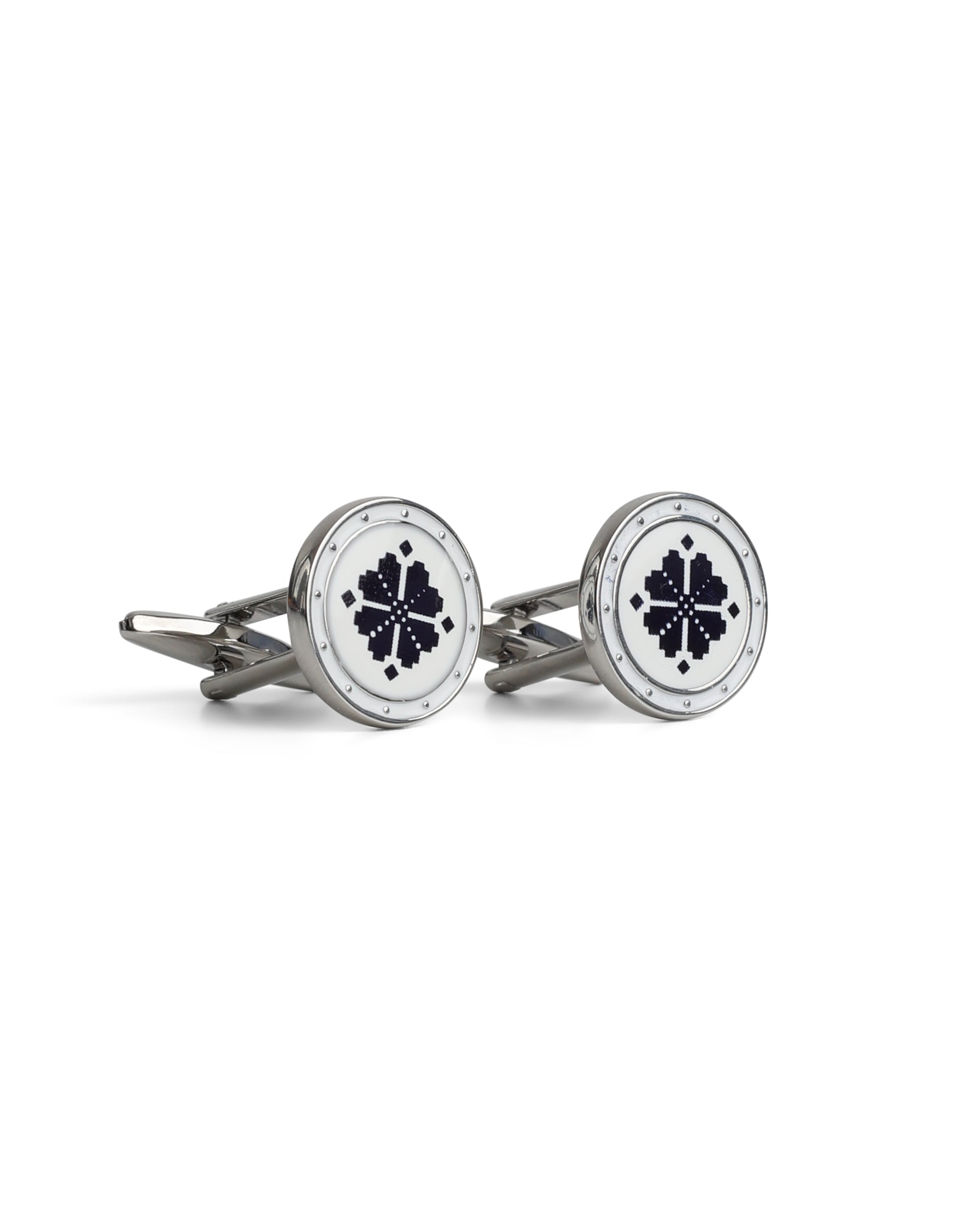 White & Black Mosaic Design Cufflink
