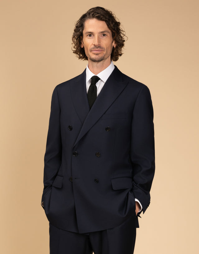 Doppio Navy Twill Suit Jacket