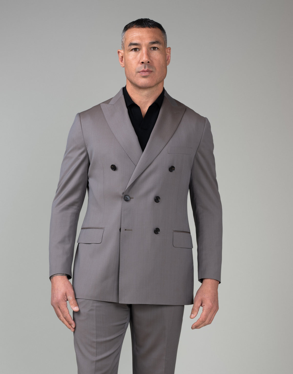 Doppio Brown Solaro Double Breasted Jacket - front