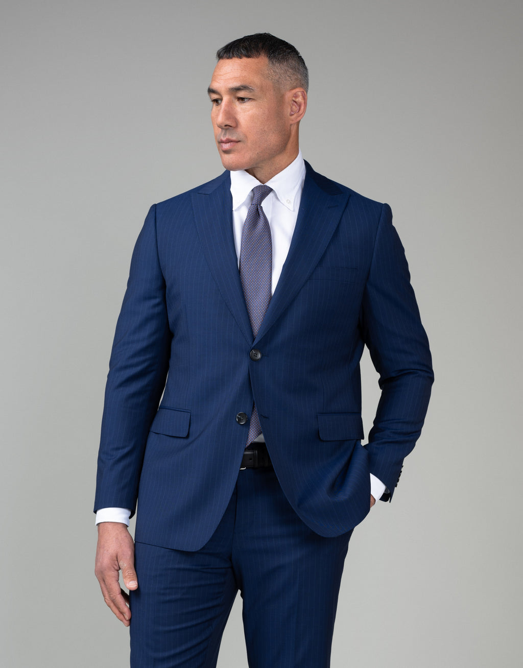 Lyon Blue Pinstripe Suit - front