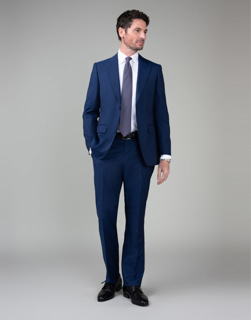 Lyon Blue Pinstripe Suit - full length