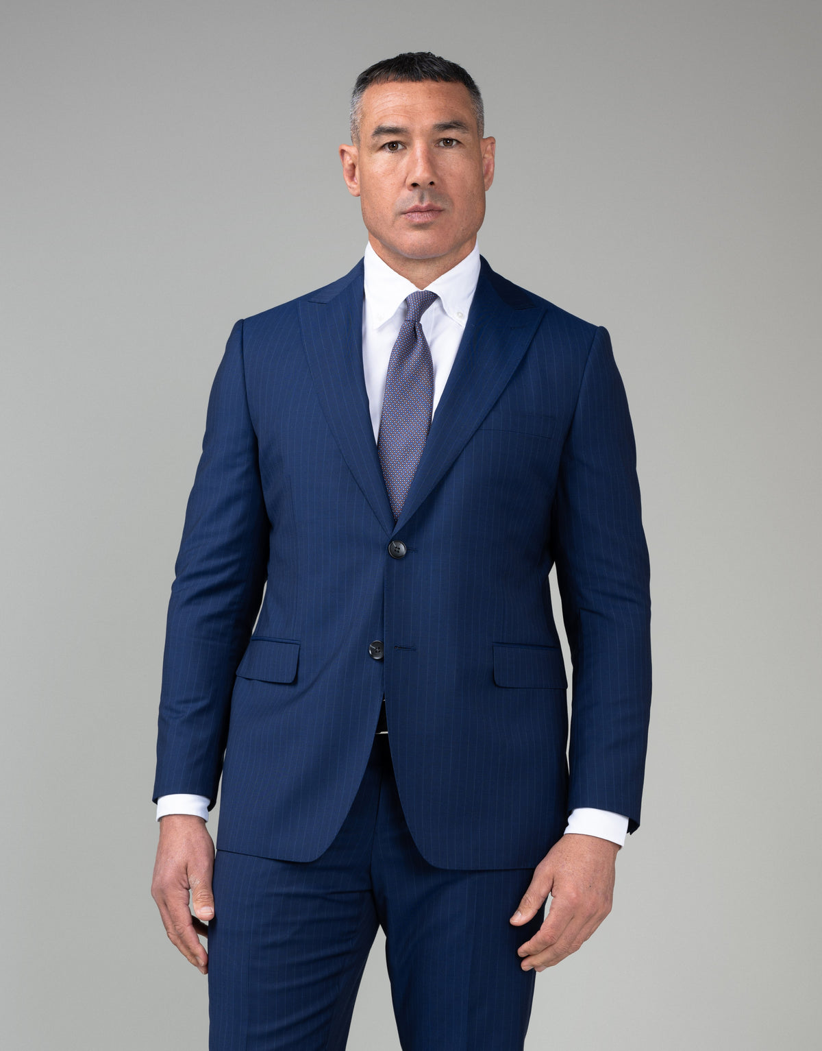 Lyon Blue Pinstripe Suit Jacket - front