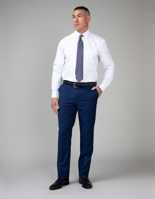 Lotus Blue Pinstripe Suit Trouser - full length