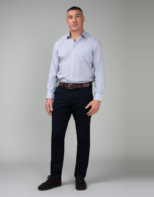 Sinatra Beige & Blue Microdesign Print Shirt - full length