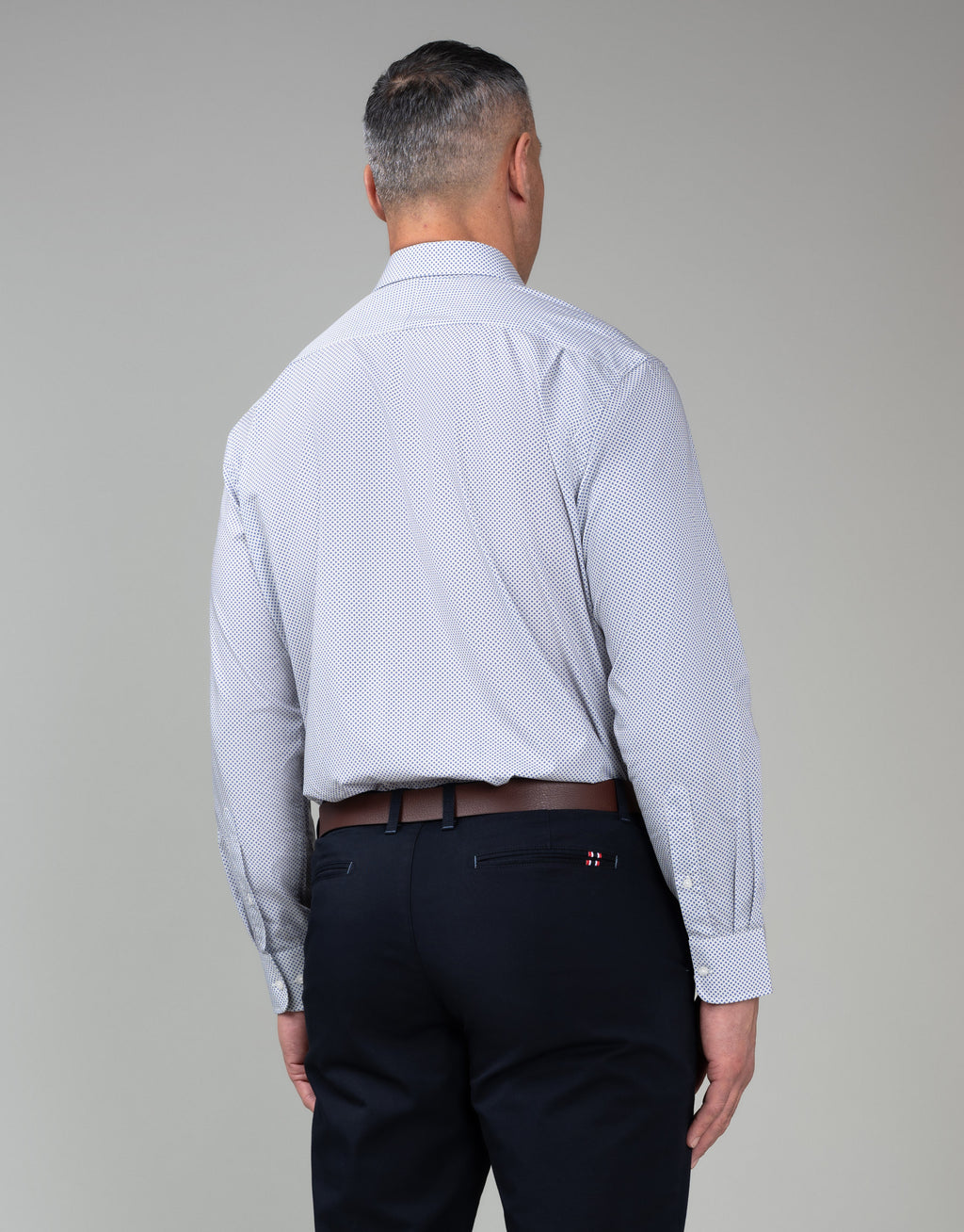 Sinatra Beige & Blue Microdesign Print Shirt - back