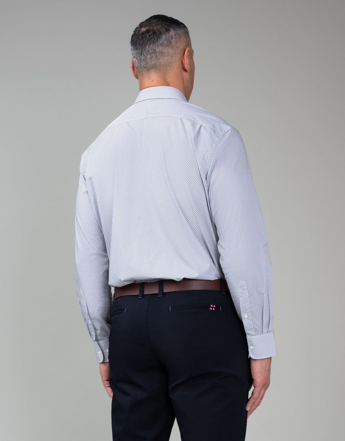 Sinatra Beige & Blue Microdesign Print Shirt - back