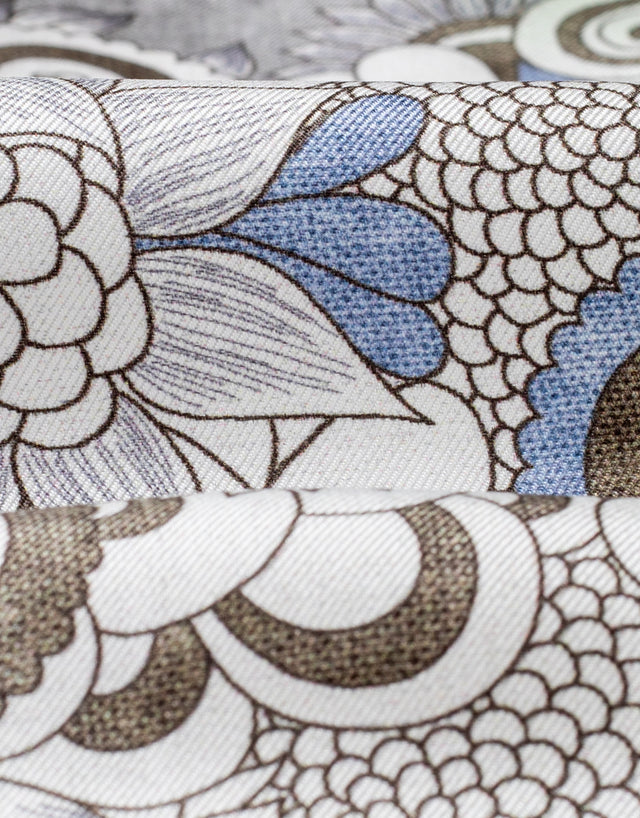 Light Brown & Blue Floral Italian Silk Pocket Square