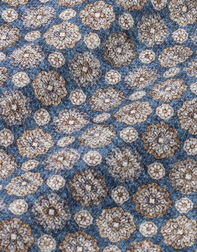 Blue & Brown Paisley Reversible Italian Pocket Square