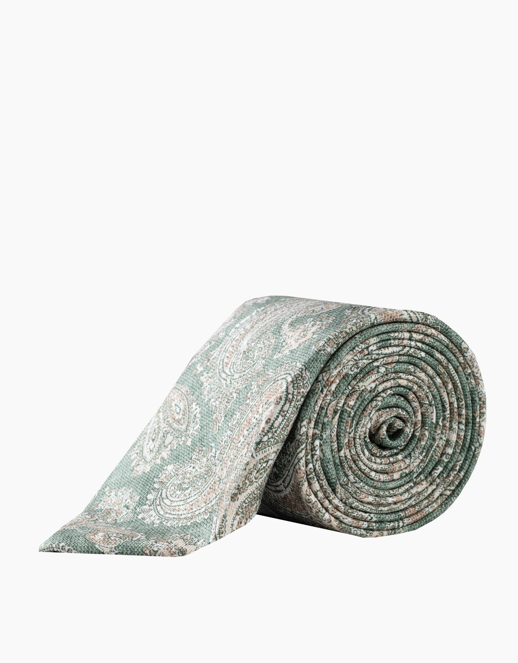 Sage Green & Beige Paisley Italian Silk Tie