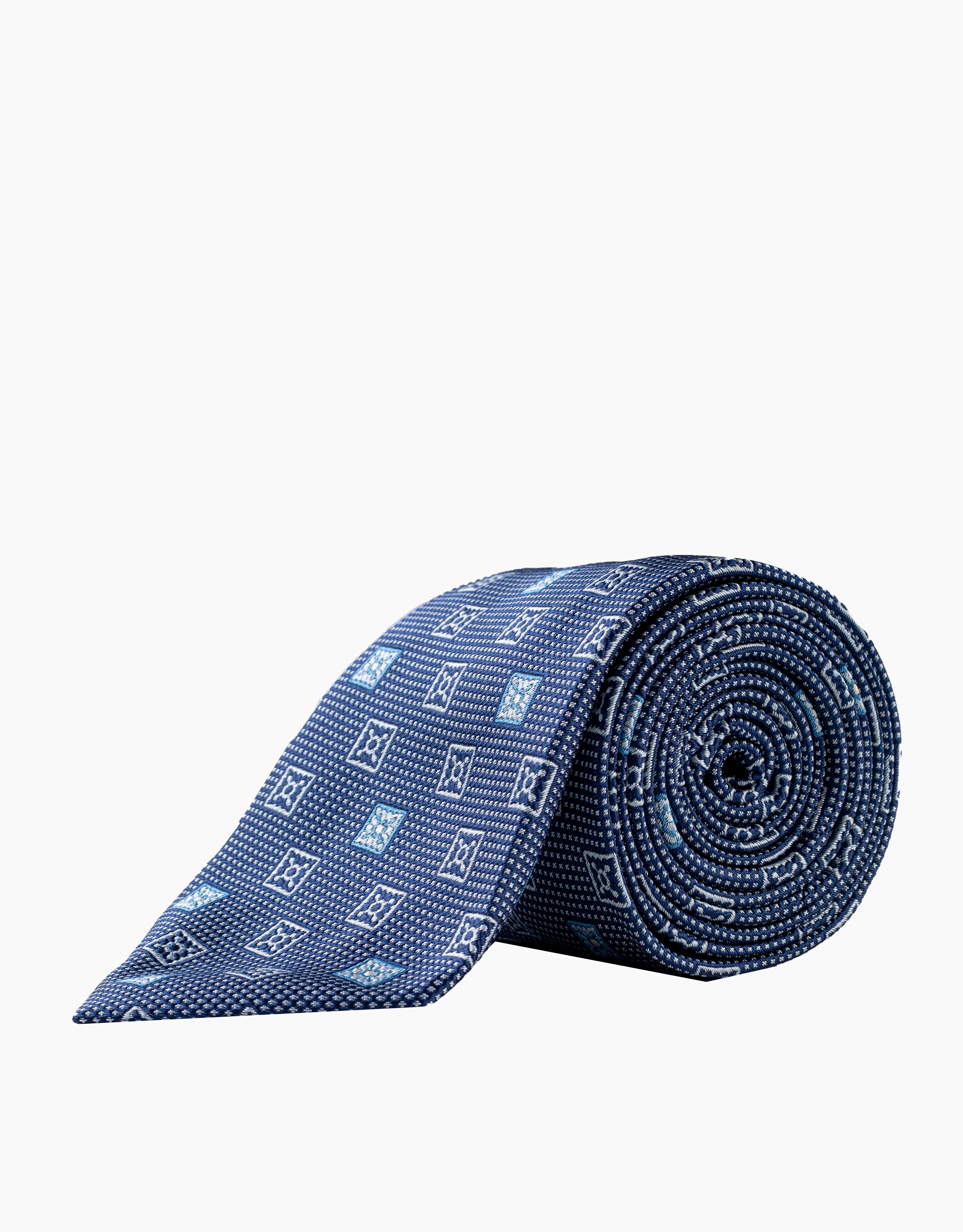 Blue Diamond Geometric Italian Silk Tie