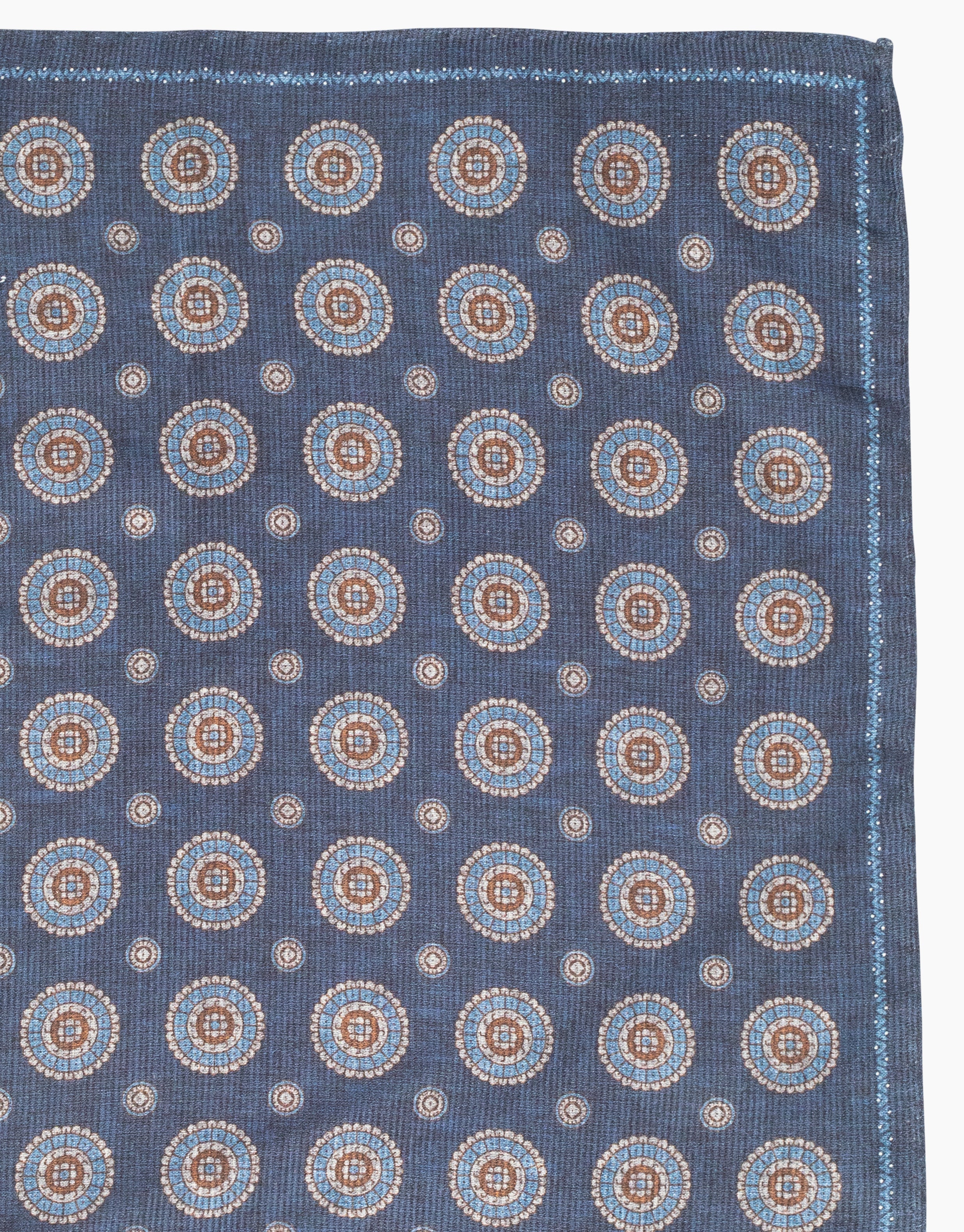 Blue & Brown Geo Reversible Italian Silk Pocket Square