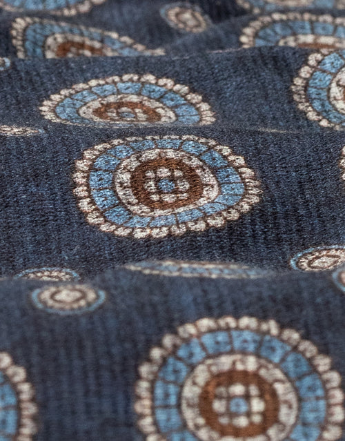 Blue & Brown Geo Reversible Italian Silk Pocket Square