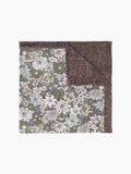 Brown & Green Floral Reversible Italian Silk Pocket Square