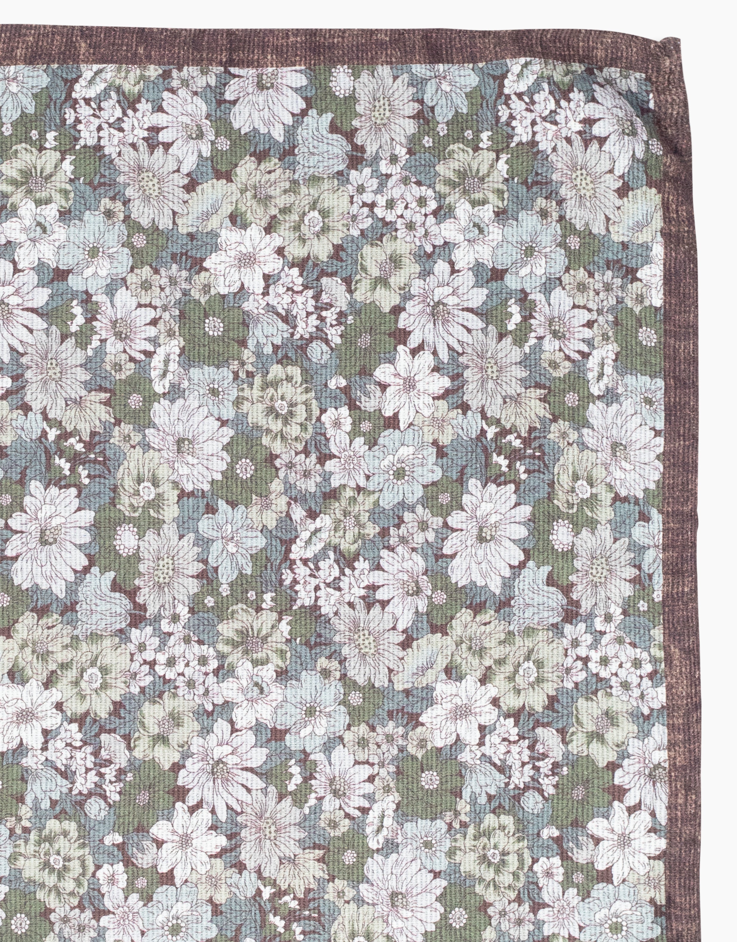 Brown & Green Floral Reversible Italian Silk Pocket Square