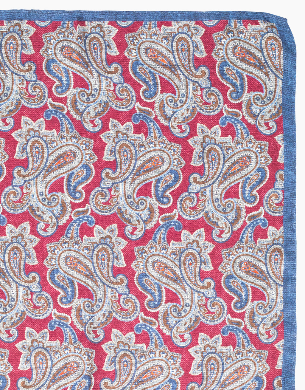 Blue & Red Paisley Reversible Italian Silk Pocket Square