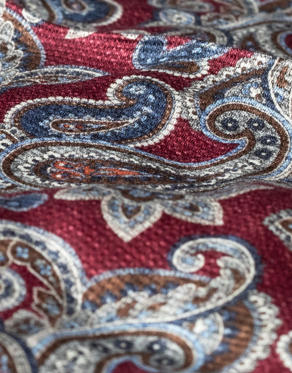 Blue & Red Paisley Reversible Italian Silk Pocket Square