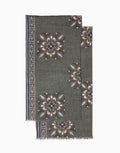 Khaki & Brown Medallion Italian Wool Scarf