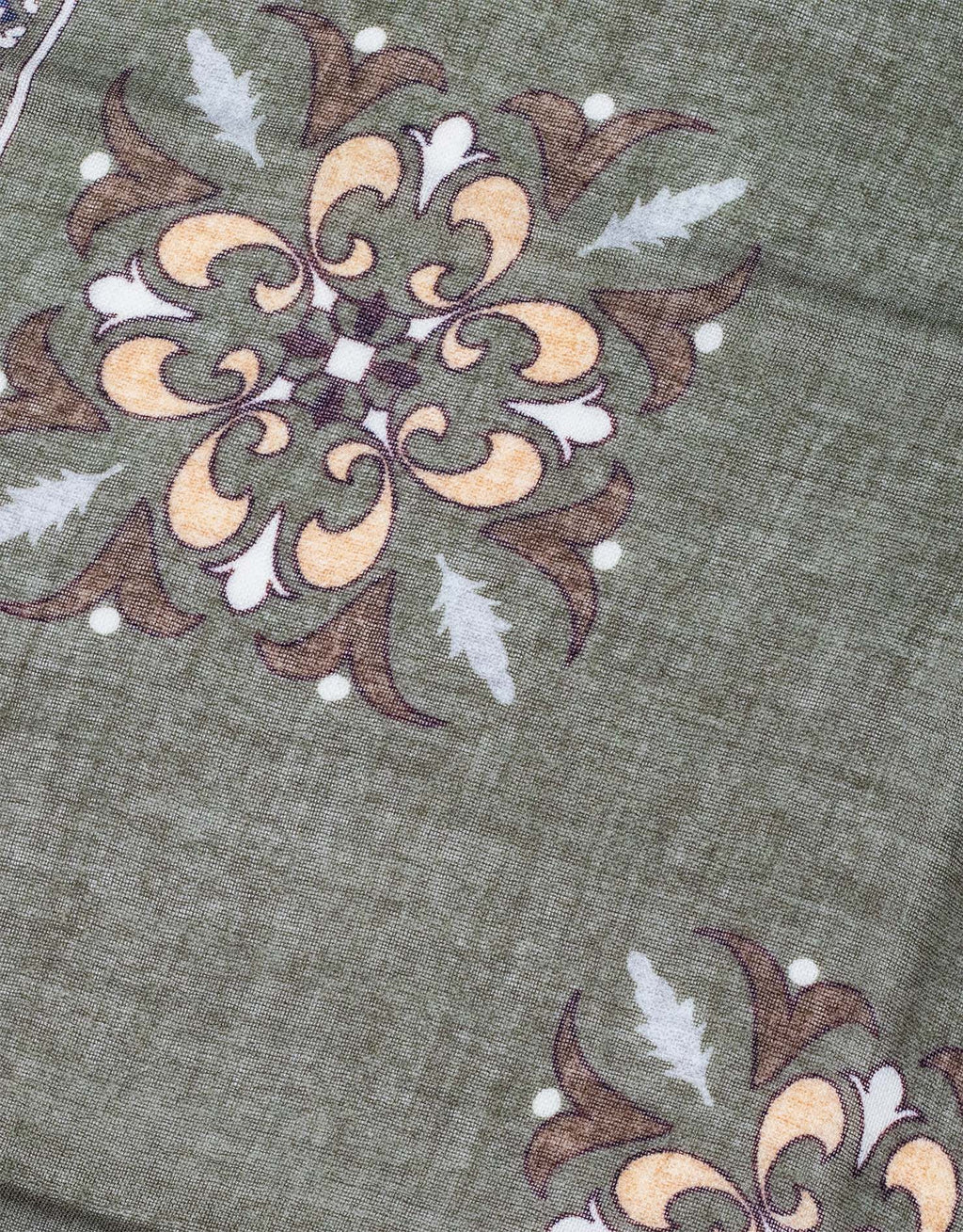 Khaki & Brown Medallion Italian Wool Scarf