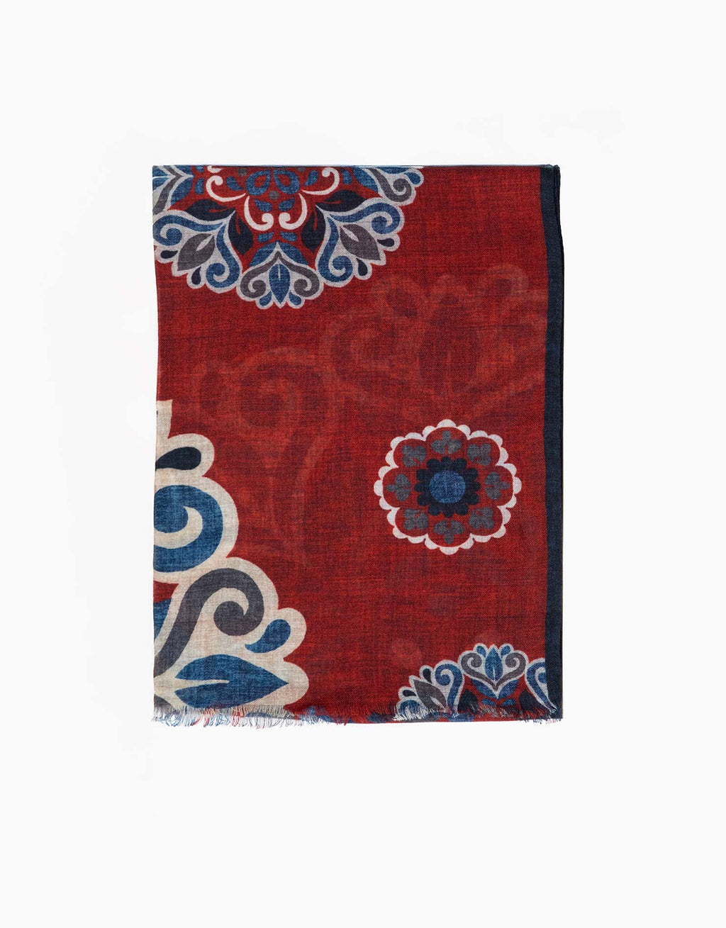 Brick Red Large Medallion Italian Wool Scarf