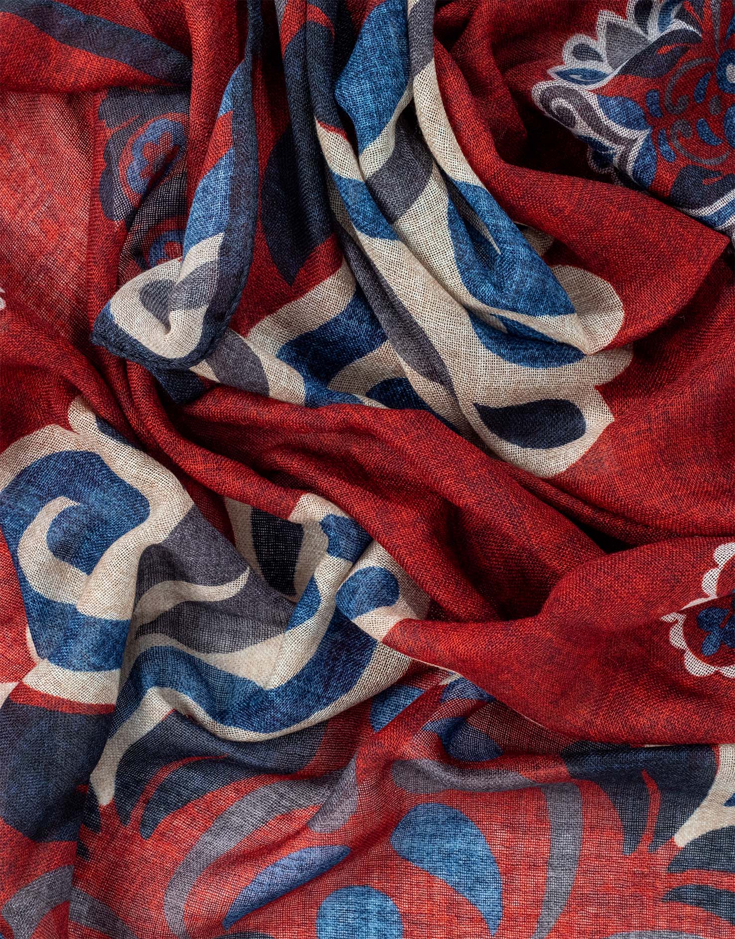 Brick Red Large Medallion Italian Wool Scarf