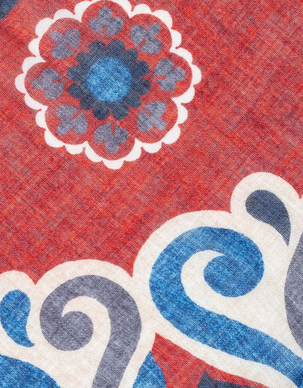Brick Red Large Medallion Italian Wool Scarf